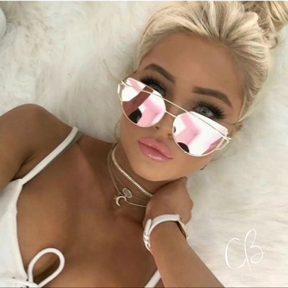 ✨ROSE GOLD✨BRIGHT PINK MIRRORED SUNGLASSES-NEW - Picture 2 of 10